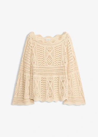 T-shirt en maille ajourée • sable clair • Boutique bonprix