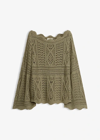 T-shirt en maille ajourée • olive • Boutique bonprix