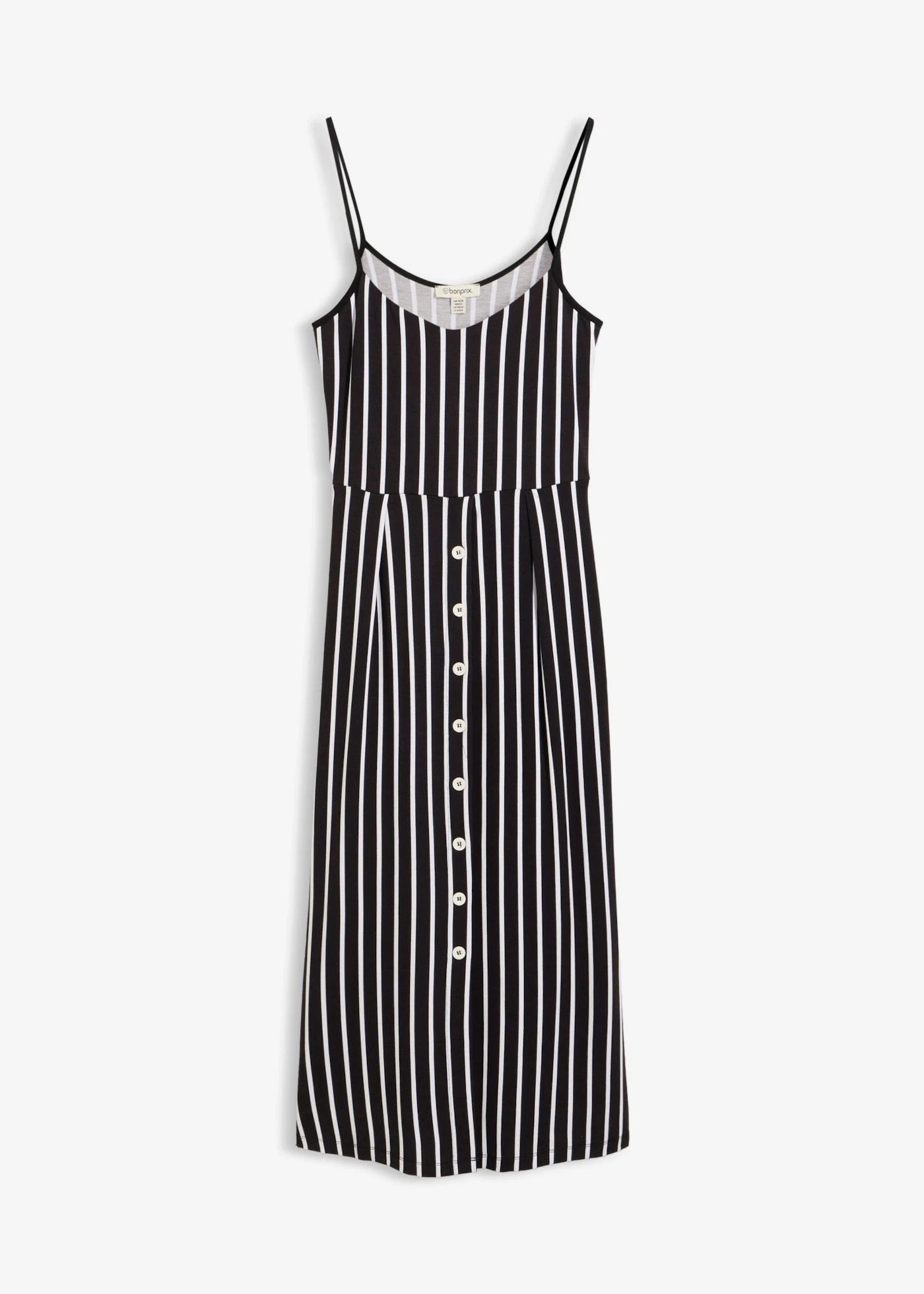 Robe midi en douce viscose extensible • noir-écru rayé • Boutique bonprix