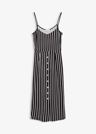 Robe midi en douce viscose extensible • noir-écru rayé • Boutique bonprix