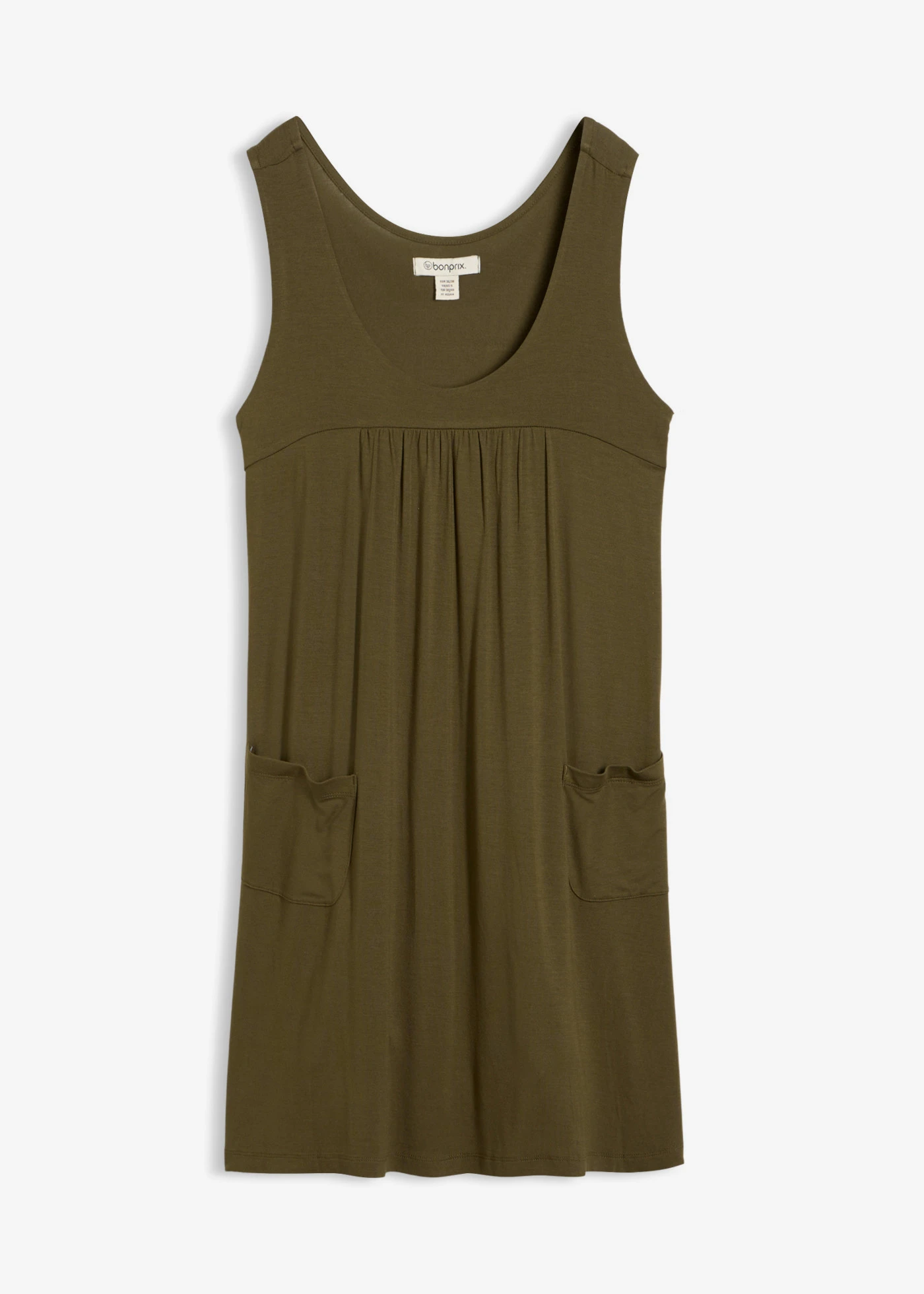 Rochie jerse cu buzunare din viscoză moale • oliv închis • magazin bonprix