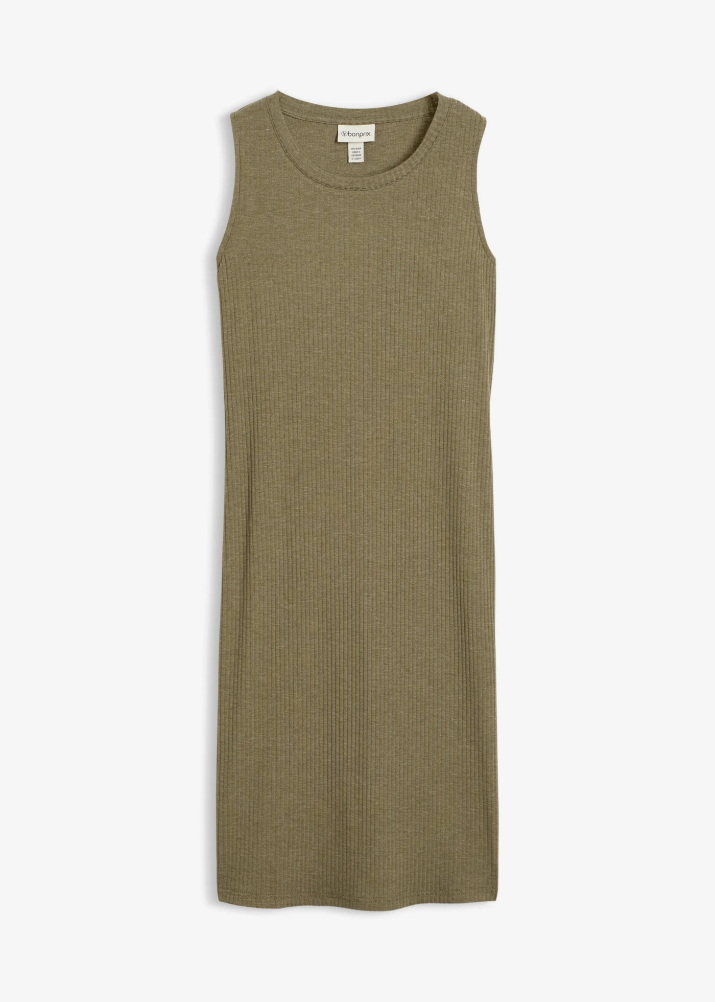 Robe côtelée et fendue sur les côtés • olive foncé chiné • Boutique bonprix