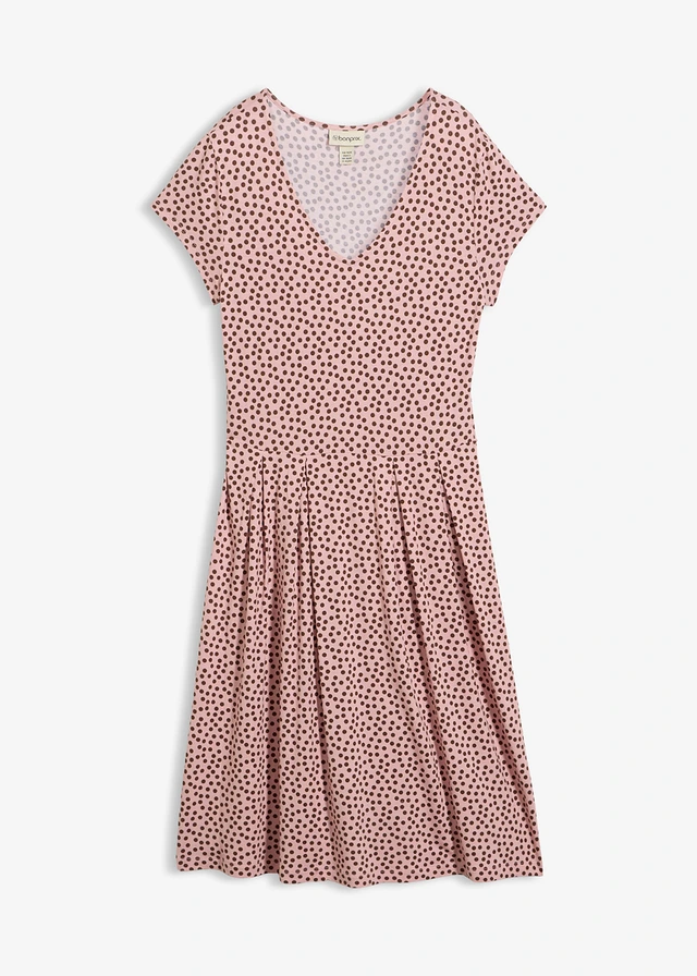 Jersey jurk in een viscosemix • asroze-bruin met print • bonprix online shop