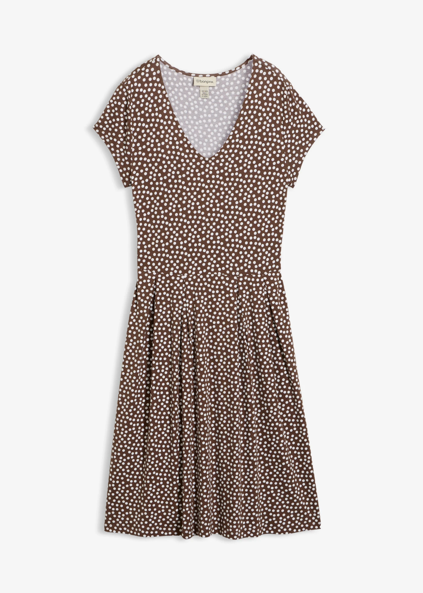 Jersey jurk in een viscosemix • bruin-wolwit met print • bonprix online shop