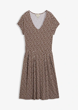 Robe en jersey viscose • marron-écru imprimé • Boutique bonprix