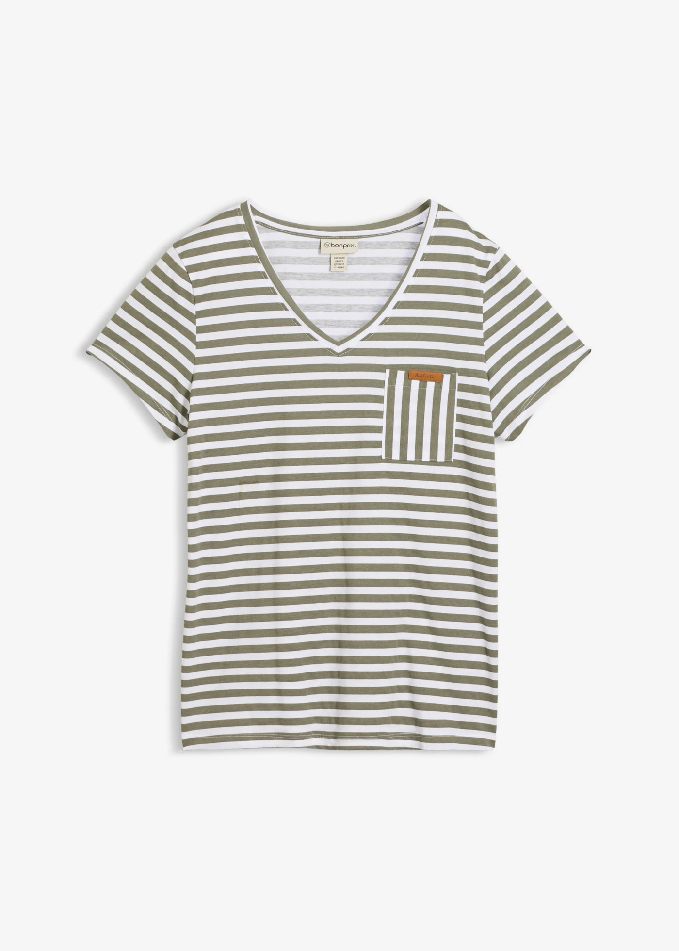T-shirt w paski • oliwkowy/biały w paski • sklep bonprix