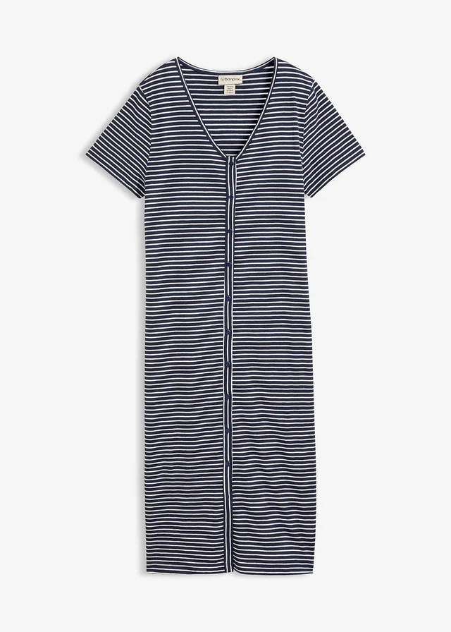 Robe en jersey 100% coton • bleu foncé-blanc rayé • Boutique bonprix