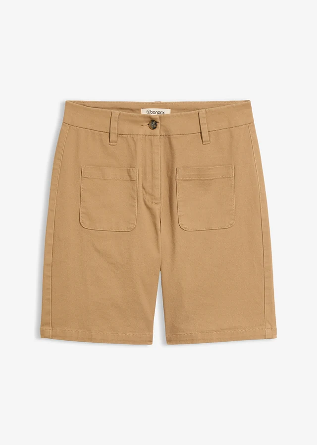 Bermuda en coton extensible, Couleur: camel mat