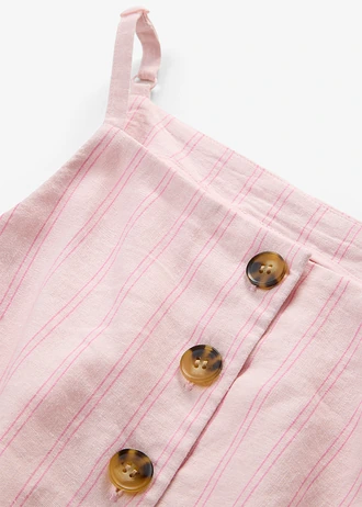 Kamizelka żakietowa z chłodzącej mieszanki lnu • kremowy jasnoróżowy-jasnoróżowy w paski • sklep bonprix