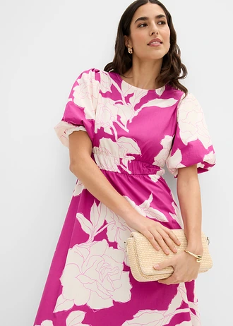 Maxi jurk van puur katoen • fuchsiapink gebloemd • bonprix online shop