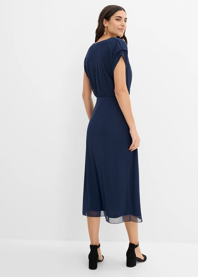 Robe en jersey mesh doux, Couleur: bleu foncé