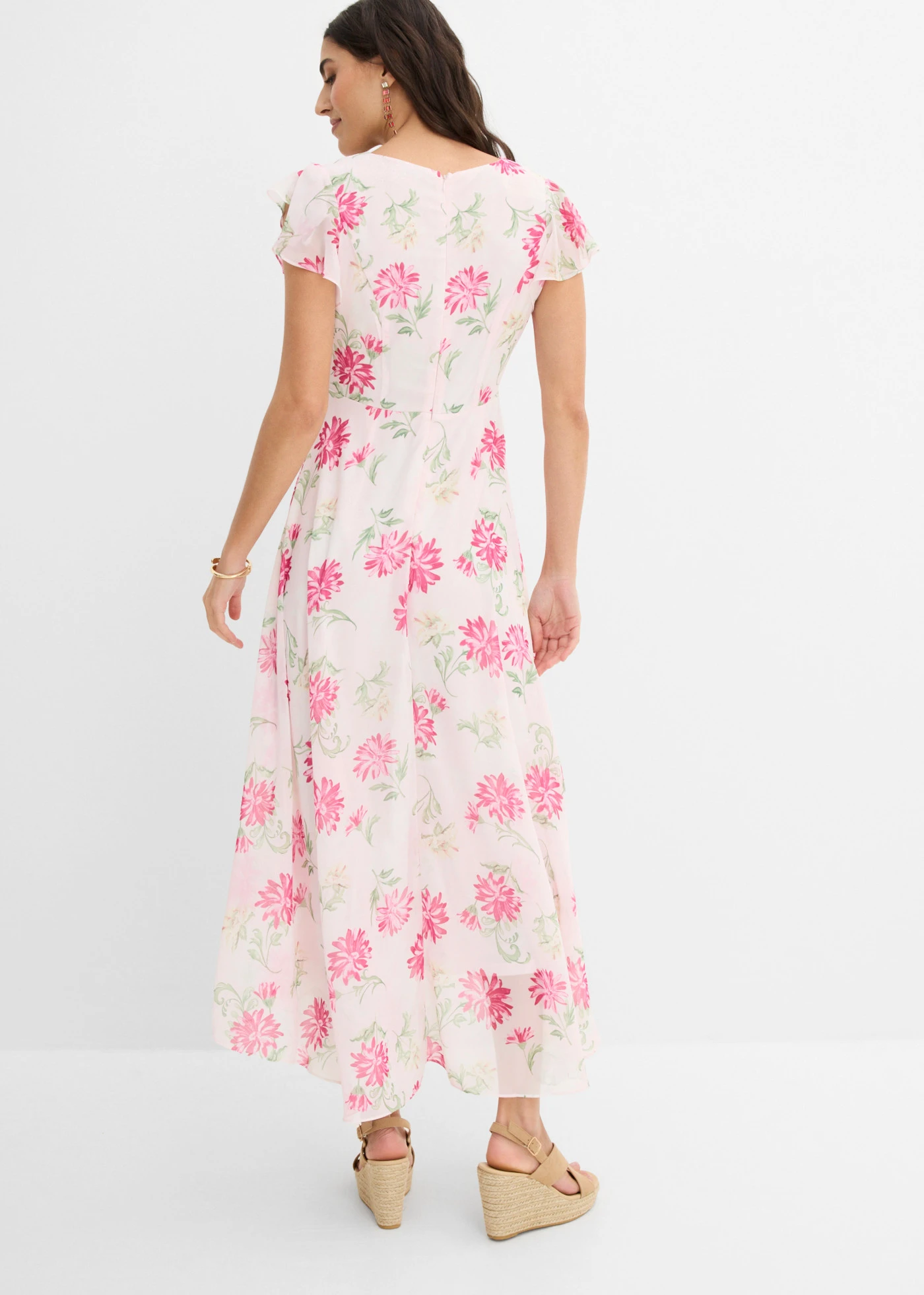 Jumpsuit met V-hals • lichtroze-pinklady gebloemd • bonprix online shop