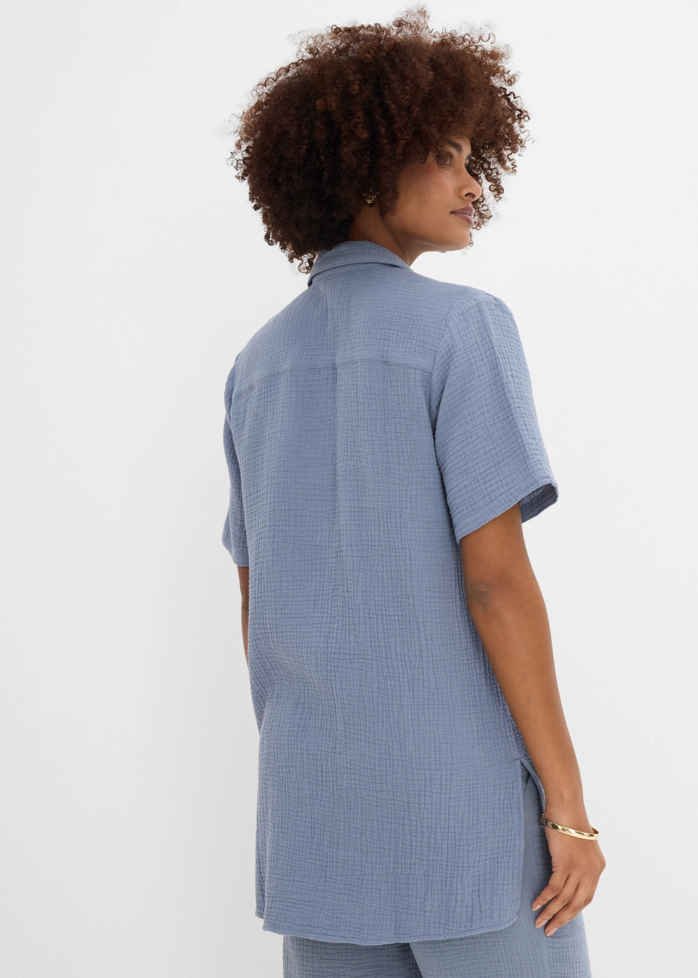 Chemisier en gaze de coton • bleu fumé • Boutique bonprix