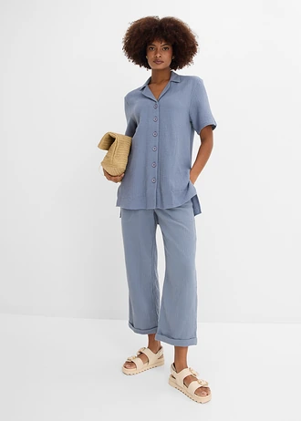 Chemisier en gaze de coton • bleu fumé • Boutique bonprix