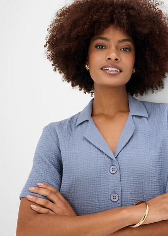 Chemisier en gaze de coton • bleu fumé • Boutique bonprix