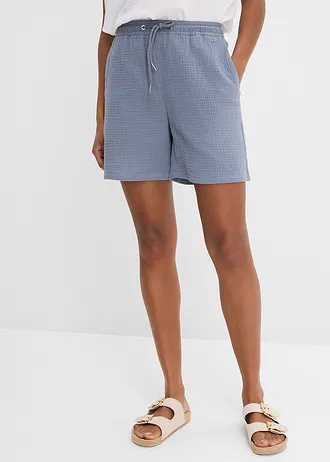 Short en gaze de coton • bleu fumé • Boutique bonprix