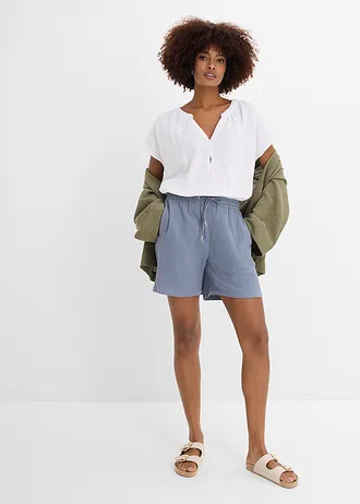 Mousseline short, Kleur: rookblauw