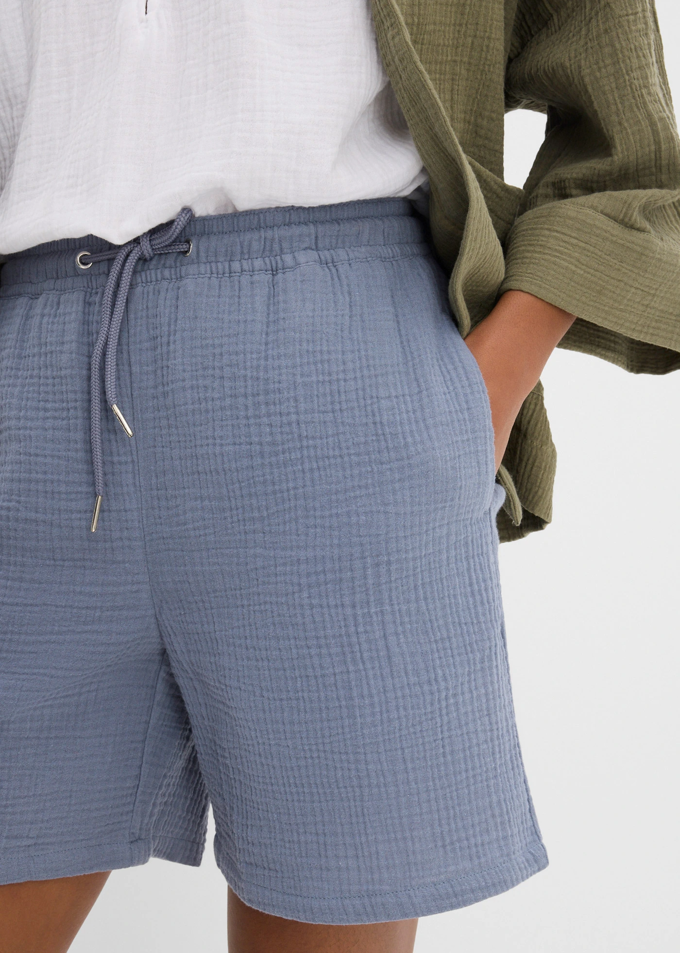 Mousseline short • rookblauw • bonprix online shop