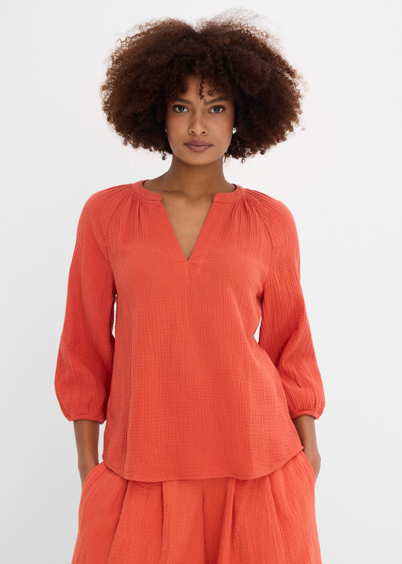 Blouse oversize en gaze de coton • rouge cannelle • Boutique bonprix