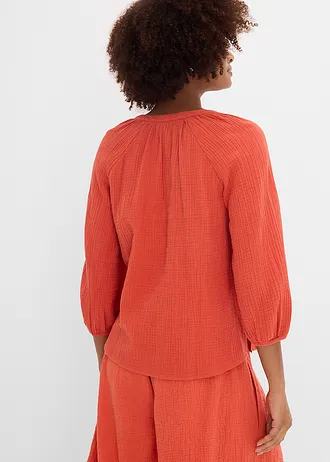 Oversized blouse van mousseline • kaneelrood • bonprix online shop