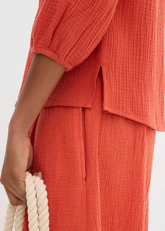 Oversized blouse van mousseline • kaneelrood • bonprix online shop