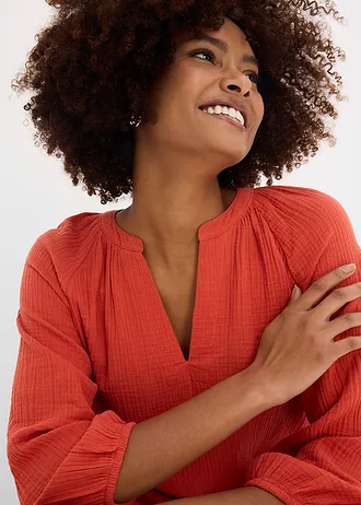 Blouse oversize en gaze de coton • rouge cannelle • Boutique bonprix