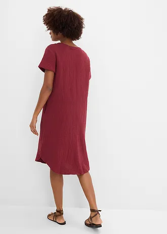 Robe chemise en gaze de coton douce, Couleur: rouge rubis