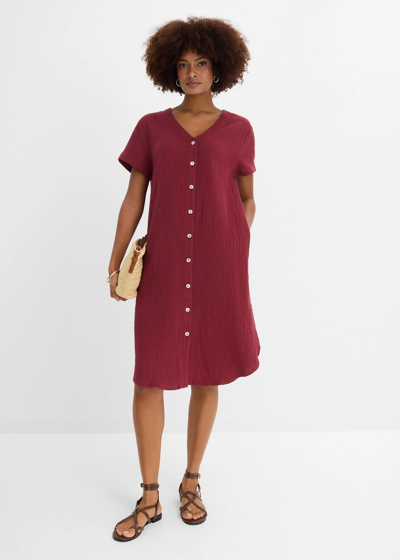 Blousejurk van zachte mousseline • robijnrood • bonprix online shop