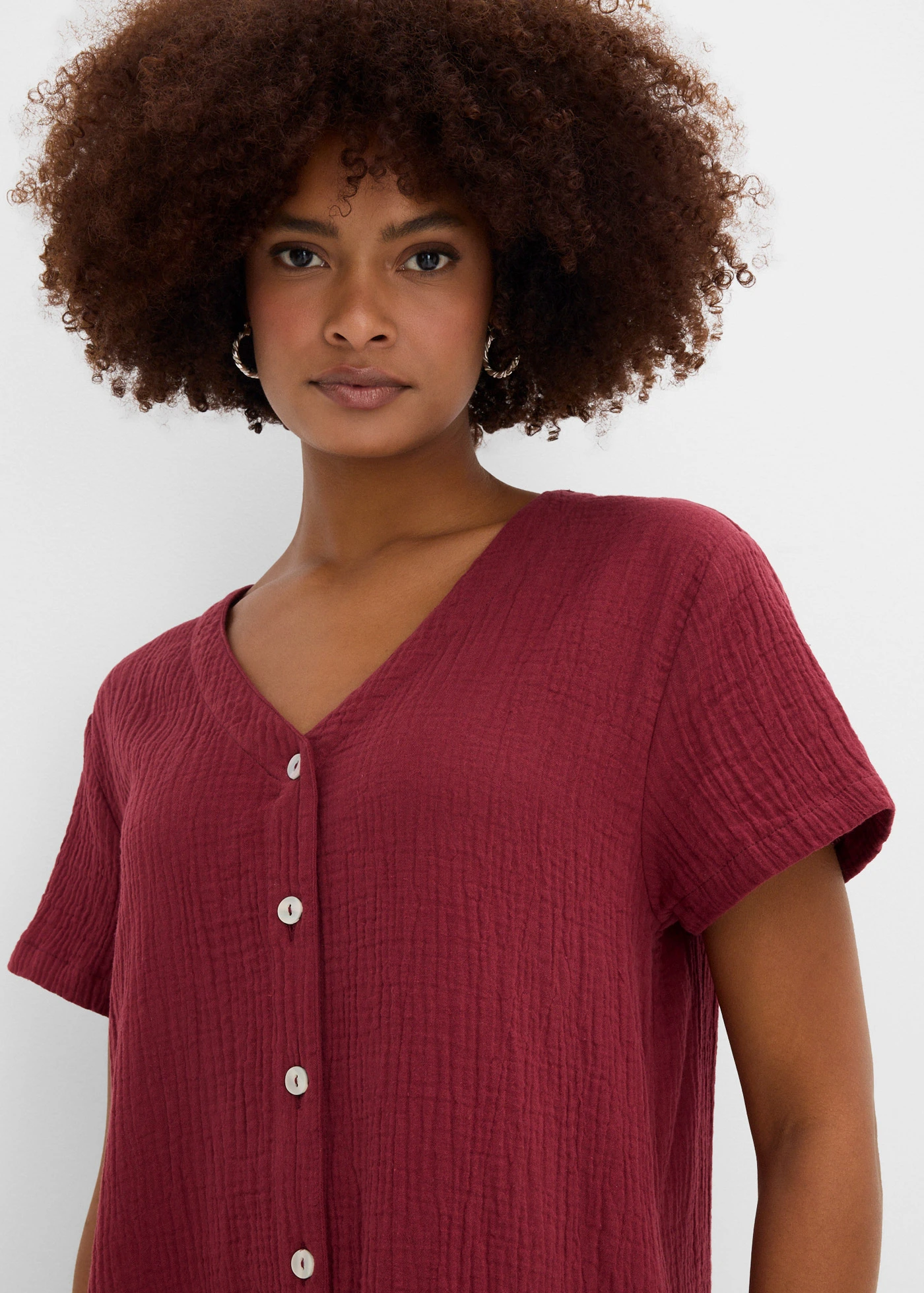 Rochie-bluză din muselină moale • roșu rubiniu • magazin bonprix