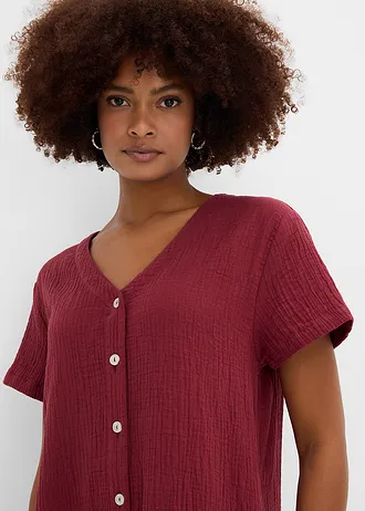 Blousejurk van zachte mousseline • robijnrood • bonprix online shop