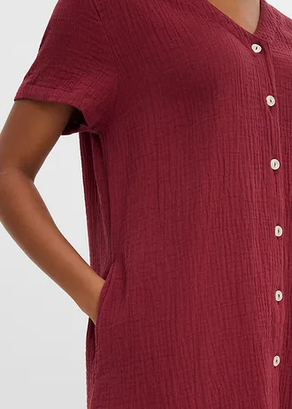 Robe chemise en gaze de coton douce • rouge rubis • Boutique bonprix