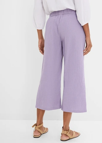 Pantaloni marlene din muselină din bumbac • violet fumuriu • magazin bonprix