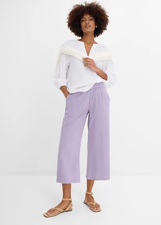 Marlene Dietrich broek van mousseline, Kleur: rookviolet