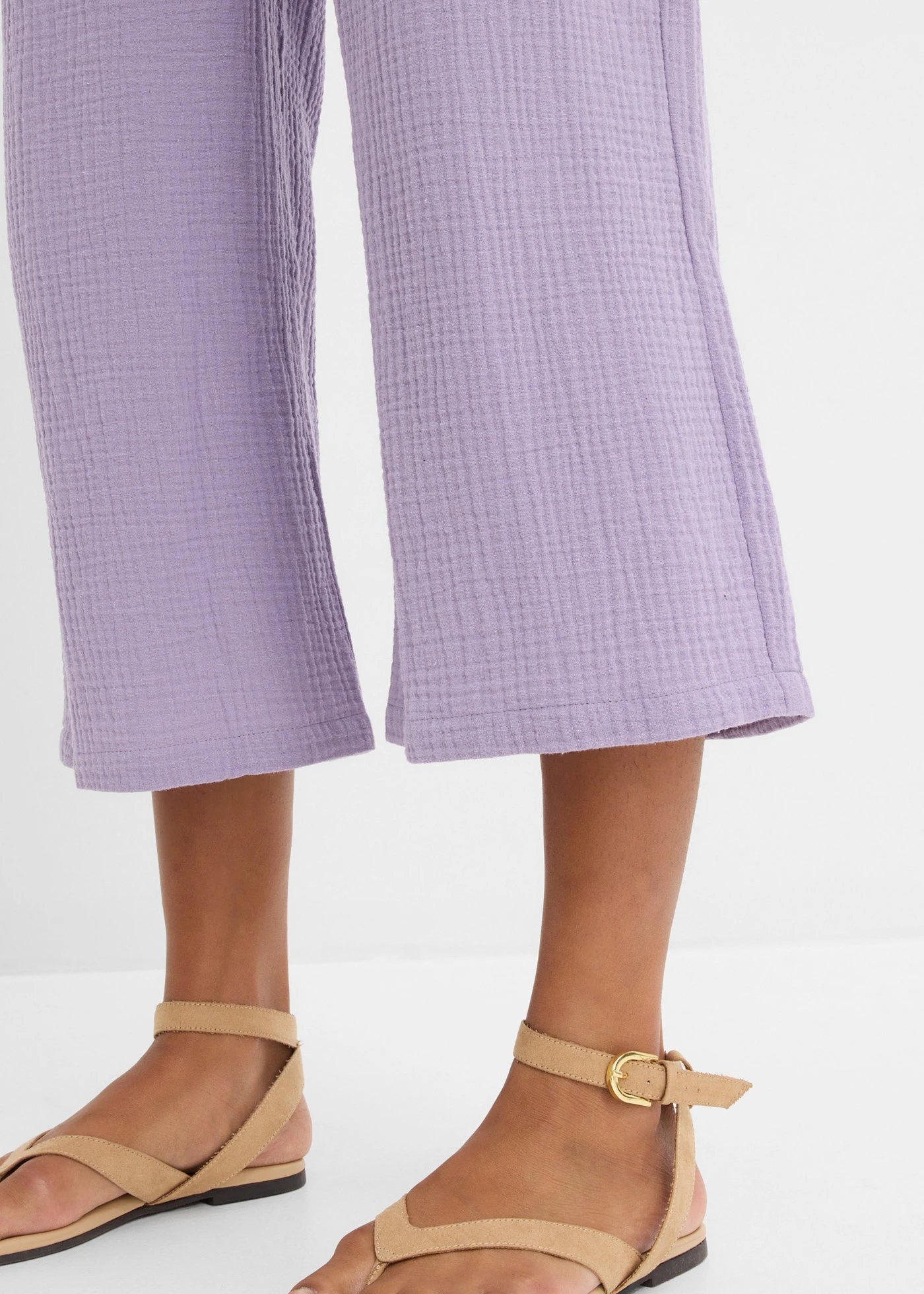 Pantaloni marlene din muselină din bumbac • violet fumuriu • magazin bonprix