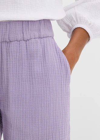 Pantaloni marlene din muselină din bumbac • violet fumuriu • magazin bonprix