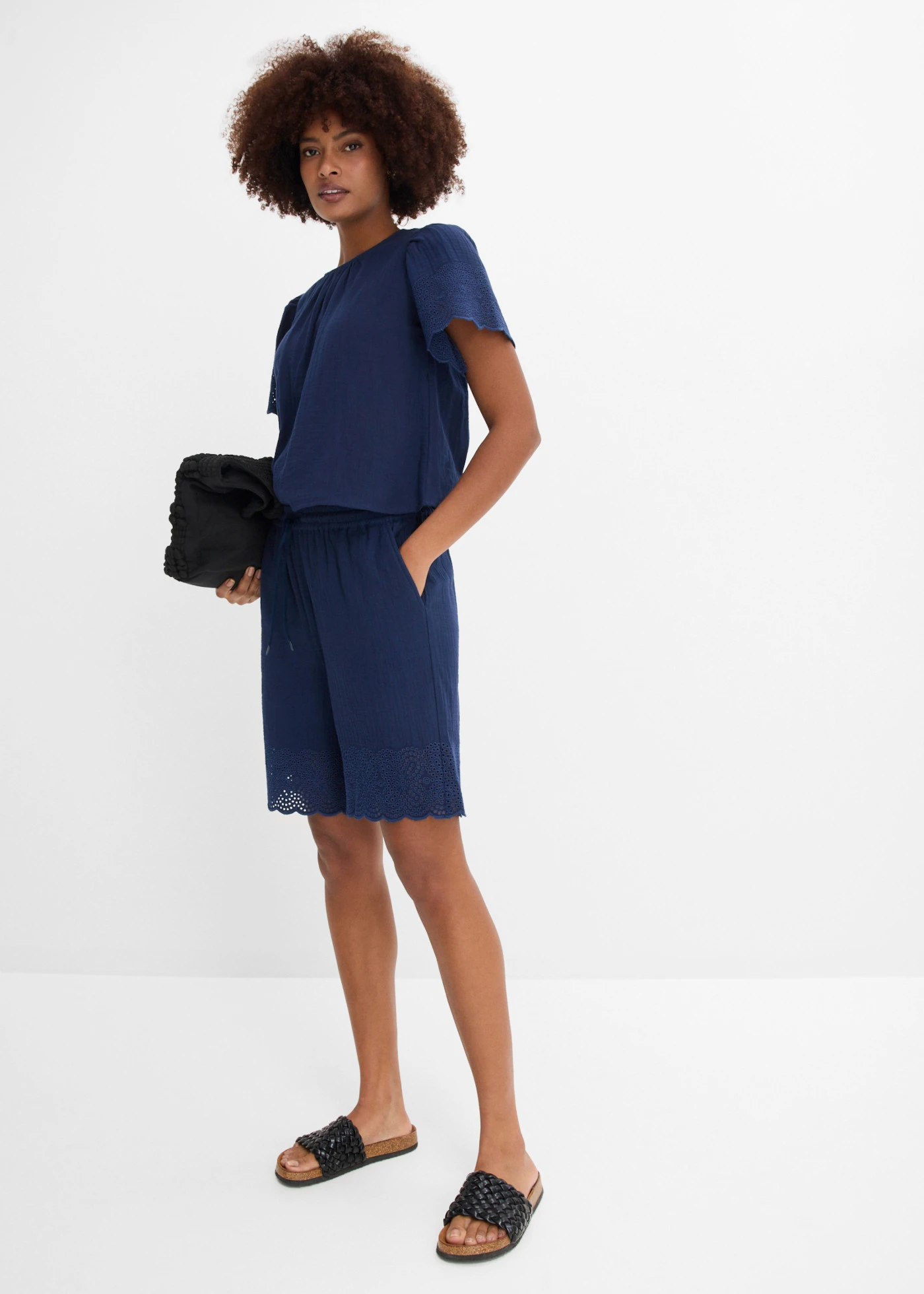 Bermuda van luchtige mousseline • donkerblauw • bonprix online shop