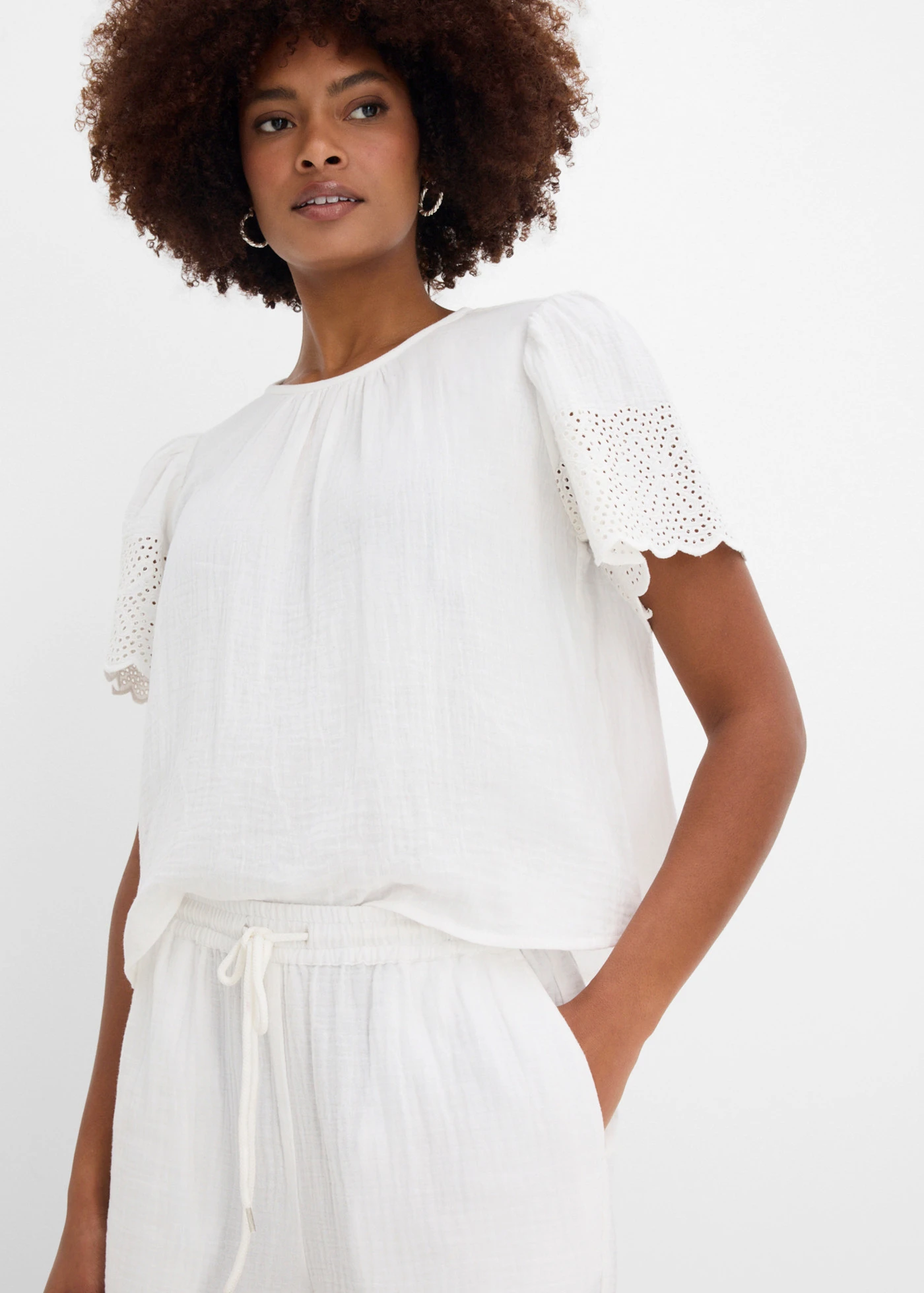 Bermuda van luchtige mousseline • wit • bonprix online shop