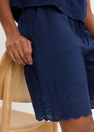 Bermuda van luchtige mousseline • donkerblauw • bonprix online shop