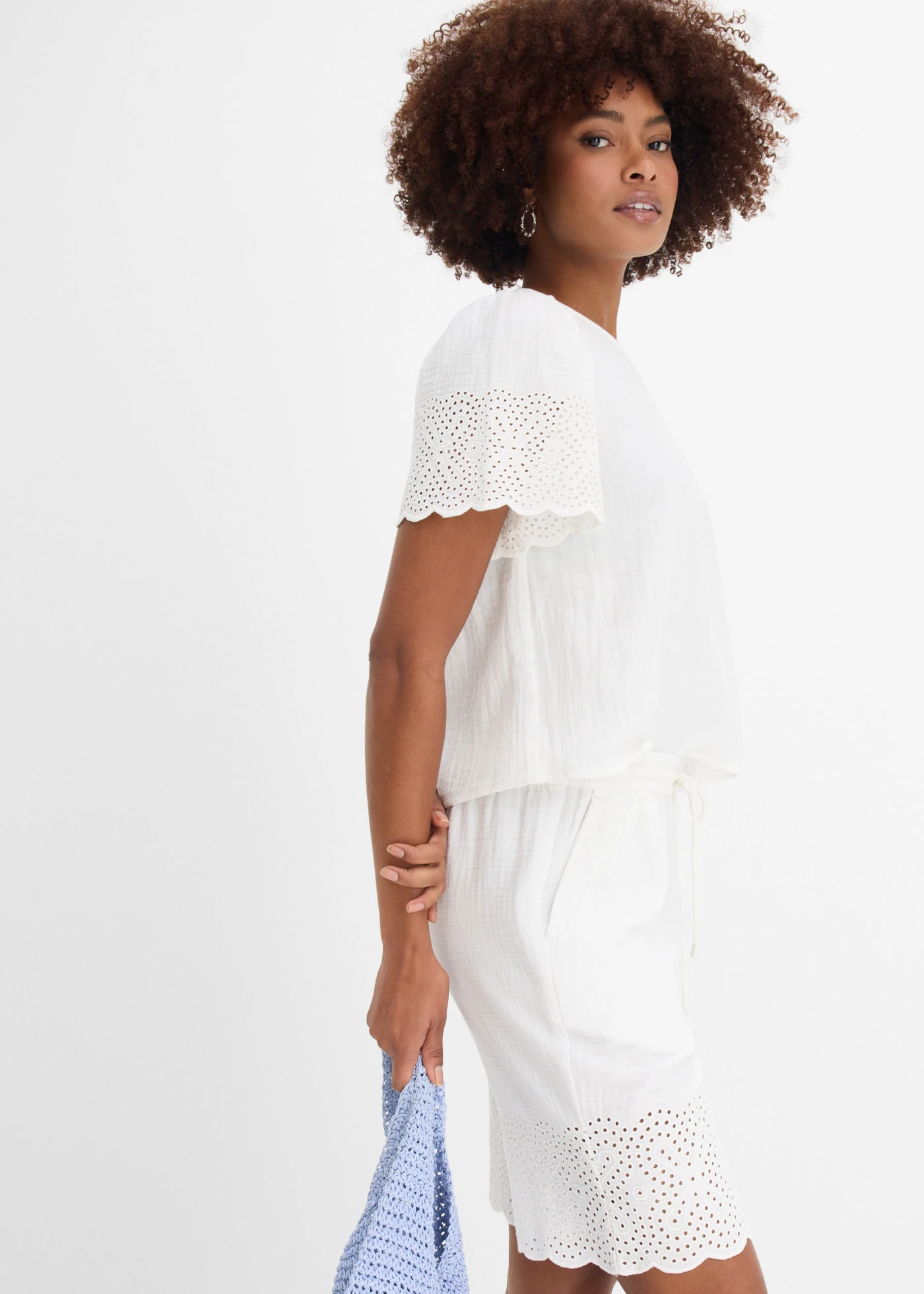 Bermuda léger en gaze de coton • blanc • Boutique bonprix