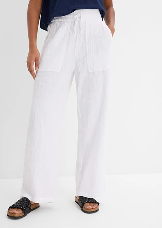 Broek van luchtige mousseline, Kleur: wit
