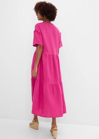 Midi šaty z měkkého mušelínu • fuchsiově pink • bonprix obchod