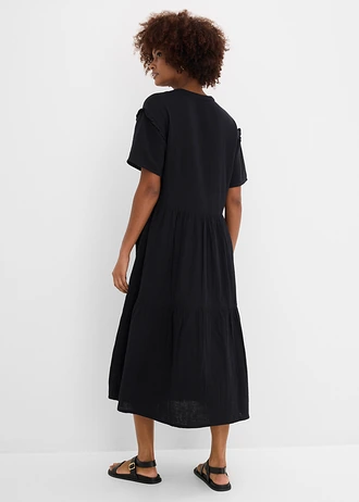 Midi jurk van zachte mousseline • zwart • bonprix online shop