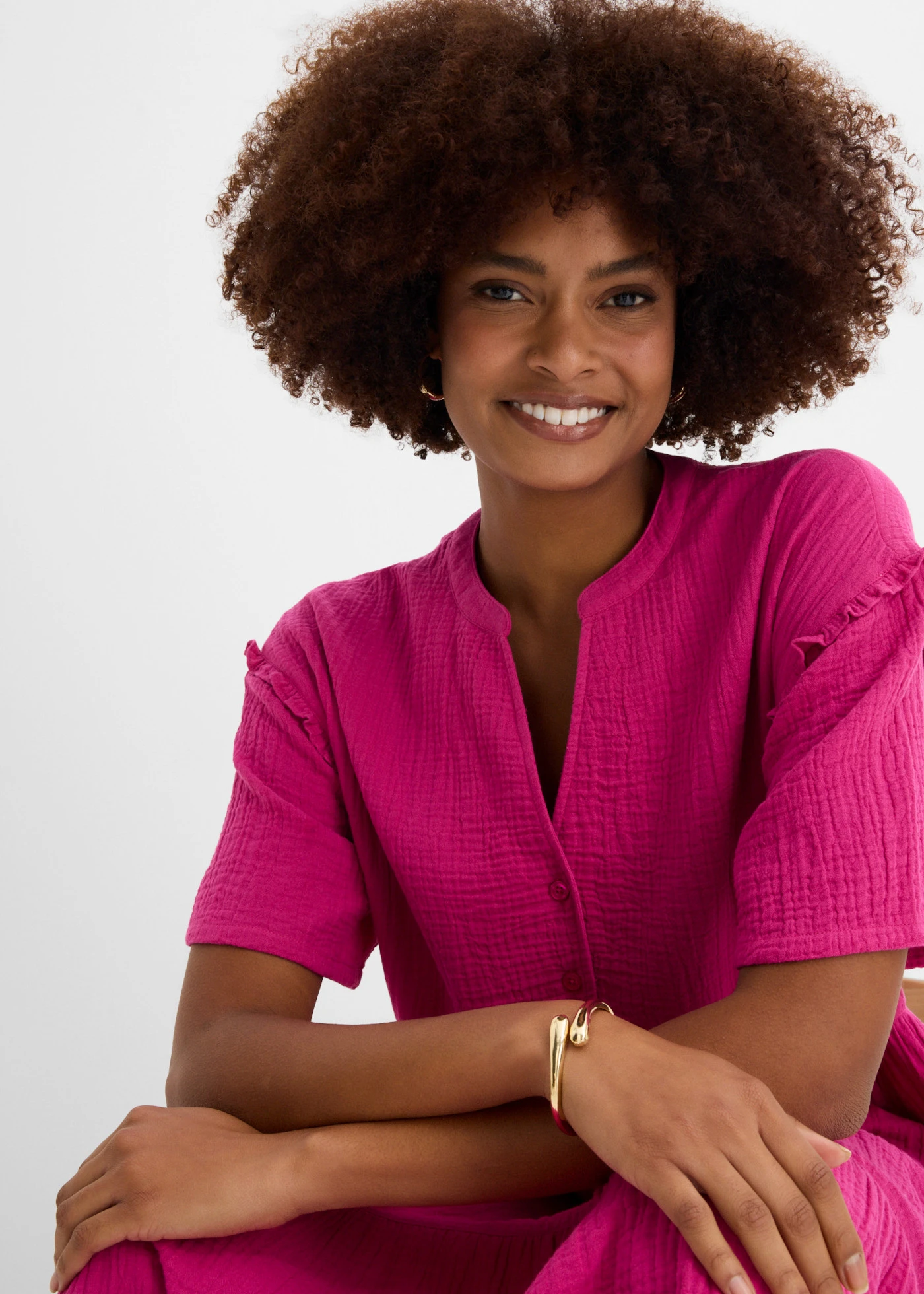 Rochie midi din muselină moale • pink-fucsia • magazin bonprix