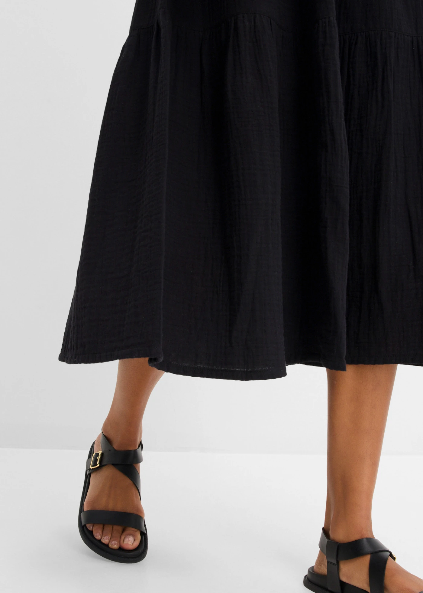 Rochie midi din muselină moale • negru • magazin bonprix