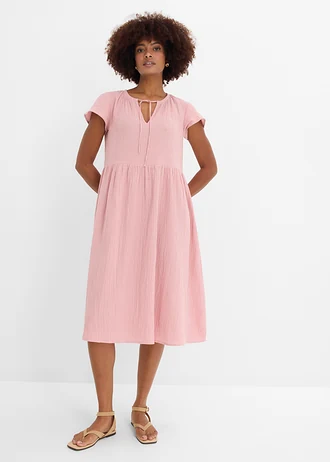 Robe douce en gaze de coton • rose cendré • Boutique bonprix