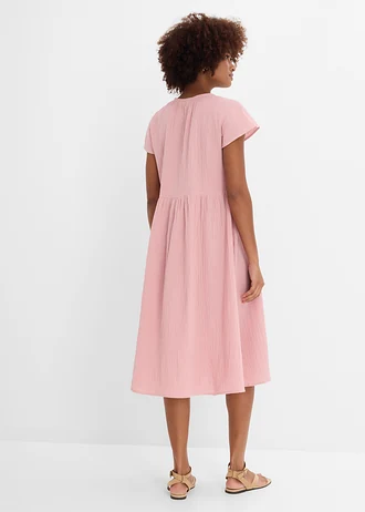 Robe douce en gaze de coton • rose cendré • Boutique bonprix