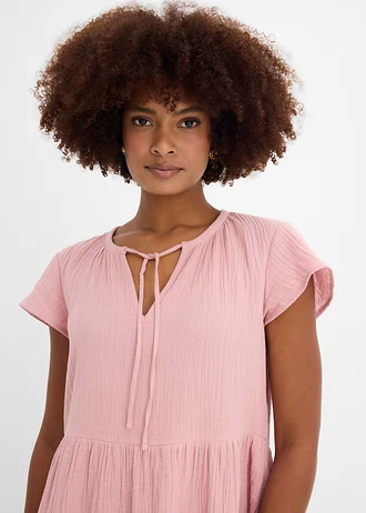 Robe douce en gaze de coton • rose cendré • Boutique bonprix