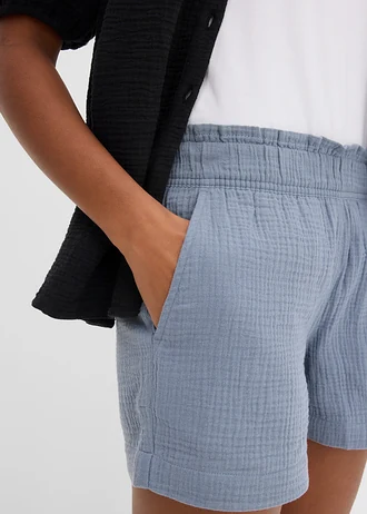 Mousseline short van katoen • rookblauw • bonprix online shop