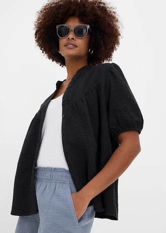 Mousseline short van katoen • rookblauw • bonprix online shop