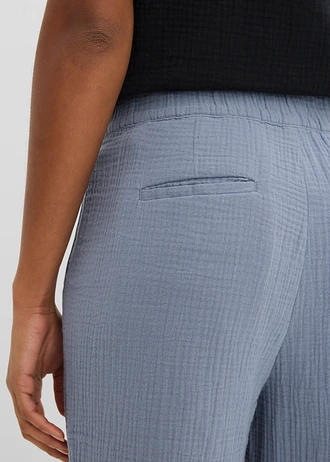 Pantalon large en gaze 100% coton • bleu fumé • Boutique bonprix